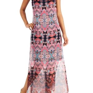 Connected Apparel Navy and Multicolor Dress